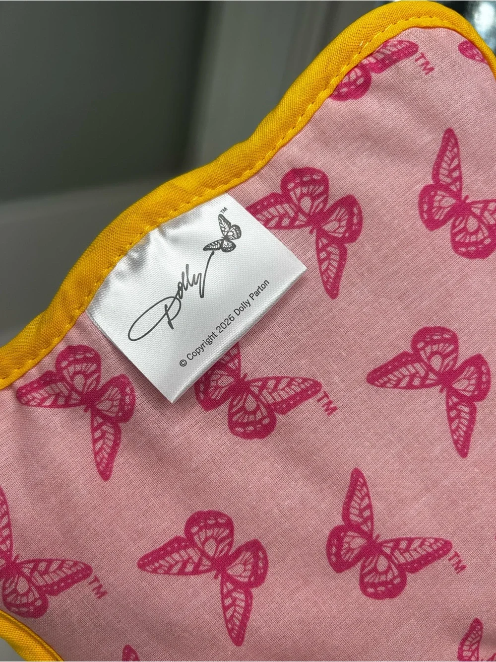 NWT Dolly Parton summer yellow pink stripe pot holder